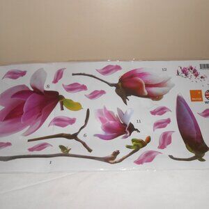 NEW WALPLUS WALL DECALS PEEL & STICK PURPLE FLOWERS PLANTS ART MURAL NO DAMAGE